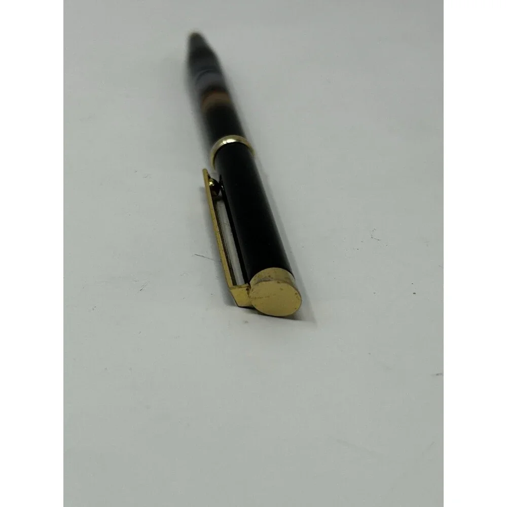 Vintage Fisher Space Pen Black Lacquer Gold Trim Ballpoint Pen PR4F USA Working
